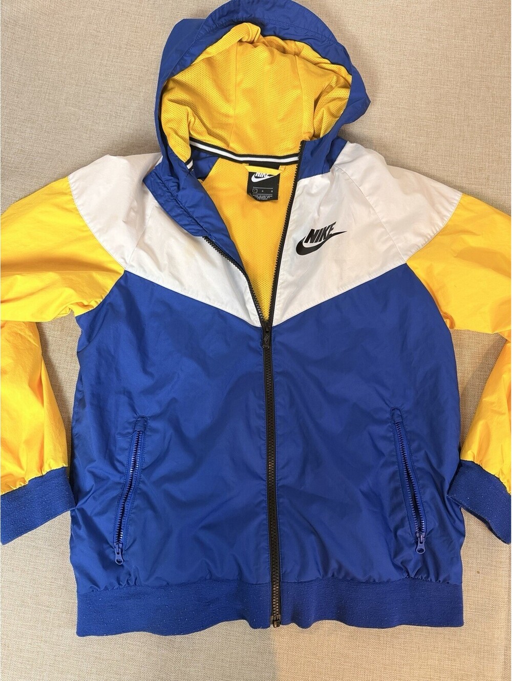 Nike SWEATER Windbreaker Size L Kids Blue Yellow